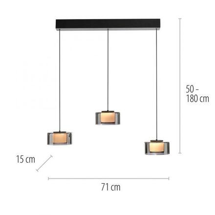 PAUL NEUHAUS Závěsné svítidlo LED RIKA 3 ramenné černá nastavitelná výška Comfort Lift SimplyDim 3000K PN 2113-18