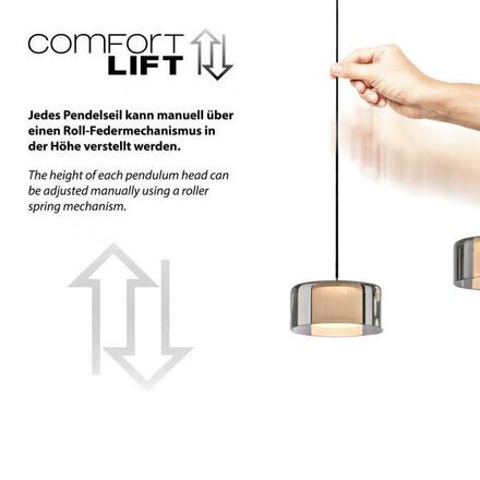 PAUL NEUHAUS Závěsné svítidlo LED RIKA 3 ramenné černá nastavitelná výška Comfort Lift SimplyDim 3000K PN 2113-18