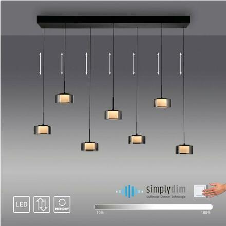 PAUL NEUHAUS Závěsné svítidlo LED RIKA 7 ramenné černá nastavitelná výška Comfort Lift SimplyDim 3000K PN 2115-18