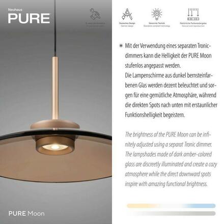 PAUL NEUHAUS LED závěsné svítidlo Pure Moon, bronzová, stmívatelné 2700K