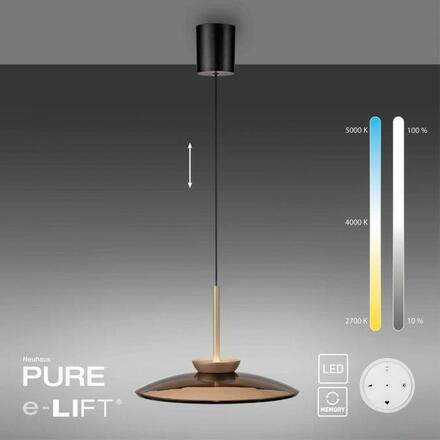 PAUL NEUHAUS LED závěsné svítidlo PURE E-Moon bronz elektricky nastavitelná výška 2700-5000K PN 2195-97