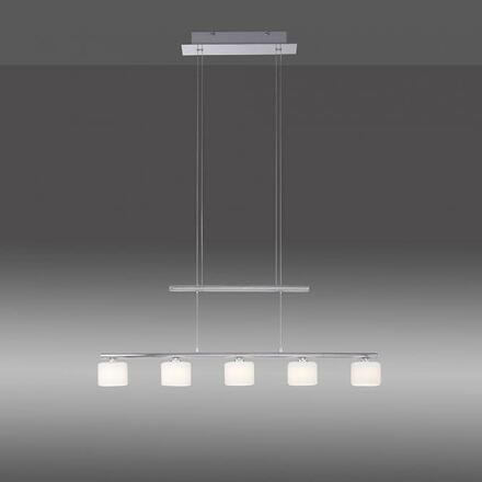 PAUL NEUHAUS LED závěsné svítidlo, stříbrná barva, 5 ramenné, nastavitelná výška, nad jídelní stů 3000K