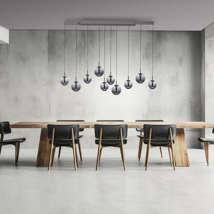 PAUL NEUHAUS Závěsné svítidlo PURE E-Infinity, mystická šedá s nastavitelnou šířkou, e-Slide ovladač 2200-5000K