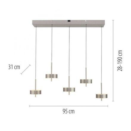 PAUL NEUHAUS Závěsné svítidlo Q-ROTATE 5 ramenné hliník nastavitelná výška Smart Home ZigBee 2700-5000K PN 2249-95
