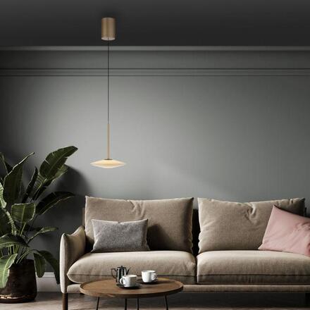 PAUL NEUHAUS LED závěsné svítidlo ELIPSA, bronzová, stmívatelné Comfort-Lift 3000K