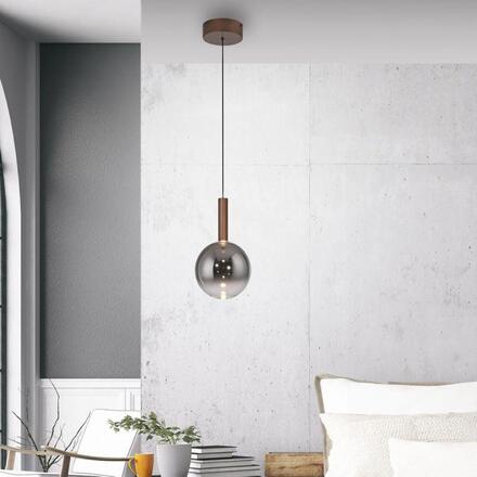 PAUL NEUHAUS LED závěsné svítidlo BOWL, hnědé, 1-ramenné,stmívatelné, nastavitelná výška SimplyDim 2700K