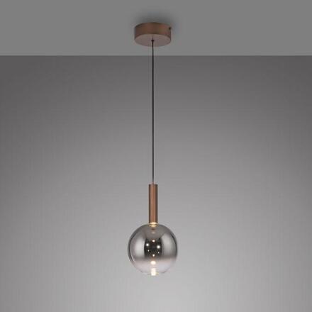 PAUL NEUHAUS LED závěsné svítidlo BOWL, hnědé, 1-ramenné,stmívatelné, nastavitelná výška SimplyDim 2700K
