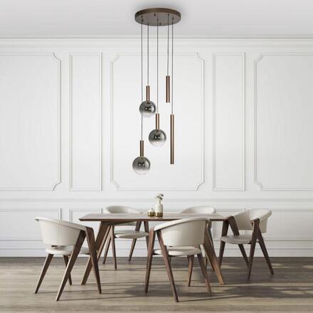 PAUL NEUHAUS LED závěsné svítidlo BOWL, hnědé, stmívatelné, kruhové SimplyDim 2700K