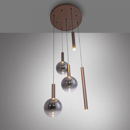 PAUL NEUHAUS LED závěsné svítidlo BOWL, hnědé, stmívatelné, kruhové SimplyDim 2700K