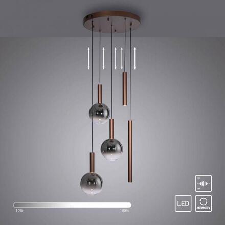 PAUL NEUHAUS LED závěsné svítidlo BOWL, hnědé, stmívatelné, kruhové SimplyDim 2700K