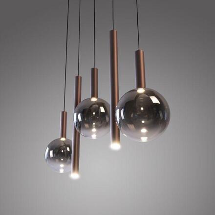 PAUL NEUHAUS LED závěsné svítidlo BOWL, hnědé,5-ramenné lineární SimplyDim 2700K
