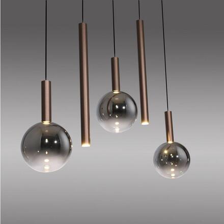 PAUL NEUHAUS LED závěsné svítidlo BOWL, hnědé,5-ramenné lineární SimplyDim 2700K