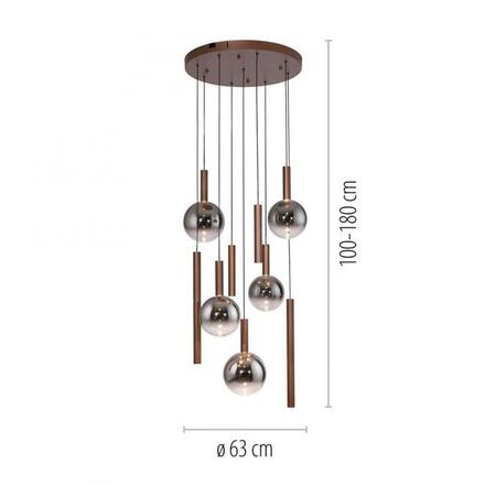 PAUL NEUHAUS LED závěsné svítidlo BOWL, hnědé, kruhové, 9-ramenné, stmívatelné, nastavitelná výška SimplyDim 2700K