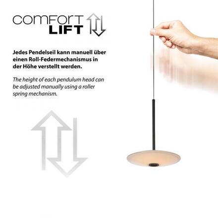PAUL NEUHAUS LED závěsné svítidlo ELIPSA, černá, Comfort Lift, stmívatelné 3000K