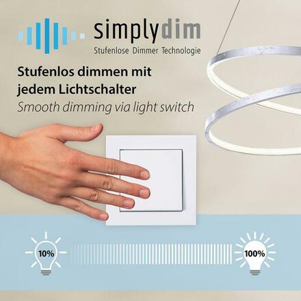 PAUL NEUHAUS LED závěsné svítidlo 80x80 bílá, kruhové, stmívatelné, paměťová funkce, moderní SimplyDim 3000K