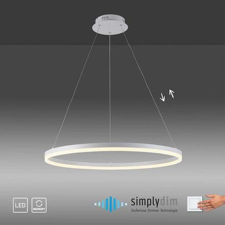 PAUL NEUHAUS LED závěsné svítidlo 80x80 bílá, kruhové, stmívatelné, paměťová funkce, moderní SimplyDim 3000K
