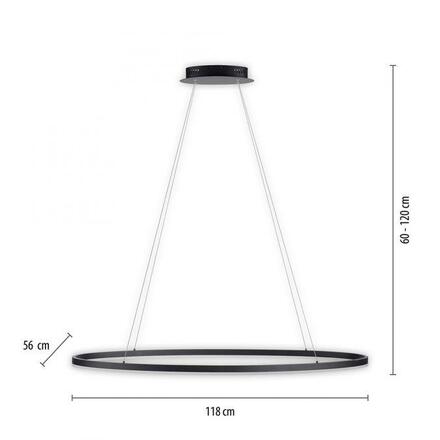 PAUL NEUHAUS LED závěsné svítidlo oválné 56x56 antracit stmívatelné paměťová funkce SimplyDim 3000K PN 2393-13