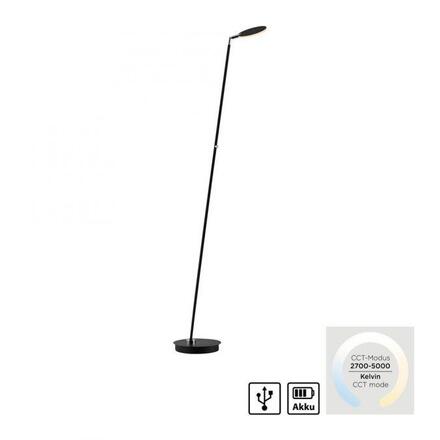 PAUL NEUHAUS LED stojací svítidlo na baterie BENTE, černá, bateriové svítidlo, nabíjecí, stmívatelné, 2700-5000K