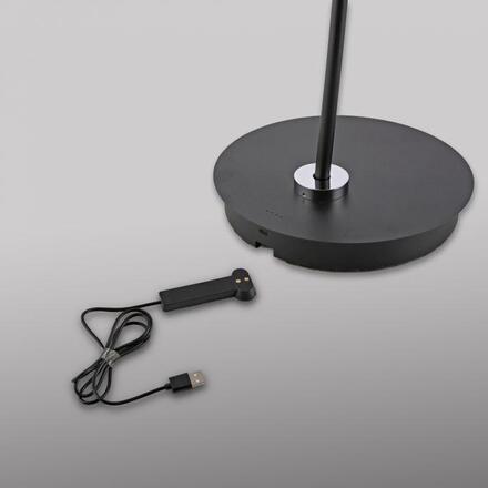 PAUL NEUHAUS LED stojací svítidlo na baterie BENTE, černá, bateriové svítidlo, nabíjecí, stmívatelné, 2700-5000K