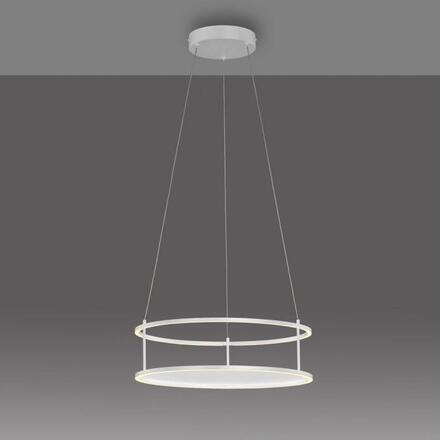 PAUL NEUHAUS LED závěsné svítidlo CONTURA bílá, kruhové, dotykový se stmívačem, nastavitelná výška 3000K