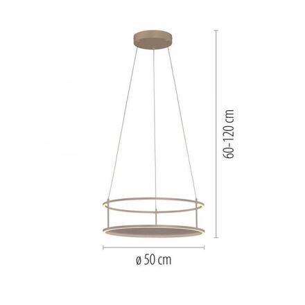 PAUL NEUHAUS LED závěsné svítidlo CONTURA písková barva, kruhové, dotykový se stmívačem, s policí, nastavitelná výška 3000K