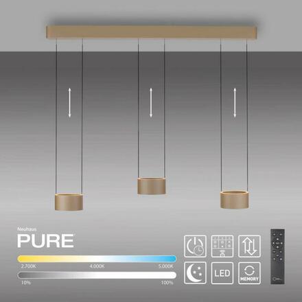 PAUL NEUHAUS LED závěsné svítidlo PURE Clipse, bronzová, dálkový ovladač, Comfort Lift, paměťová funkce 2200-5000K