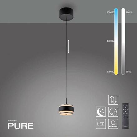 PAUL NEUHAUS Závěsné svítidlo PURE Falling Rings, černá / metalická šedá 2200-5000K