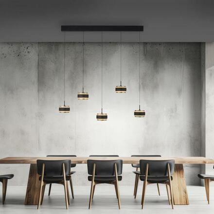 PAUL NEUHAUS Závěsné svítidlo PURE Falling Rings, černá / metalická šedá 2200-5000K
