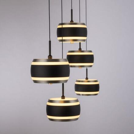 PAUL NEUHAUS Závěsné svítidlo PURE Falling Rings, černá / metalická šedá 2200-5000K
