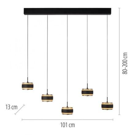 PAUL NEUHAUS Závěsné svítidlo PURE Falling Rings, černá / metalická šedá 2200-5000K