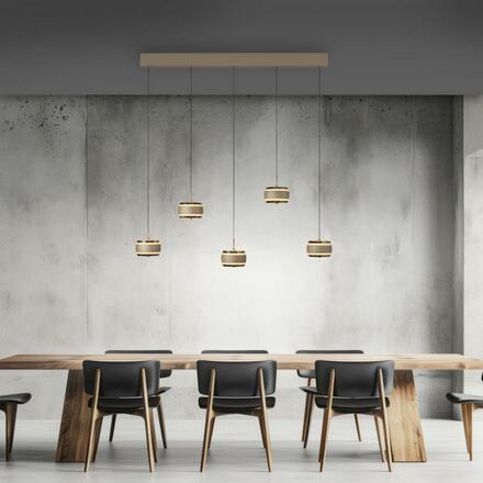 PAUL NEUHAUS Závěsné svítidlo PURE Falling Rings, bronzová / tmavý chrom 2200-5000K