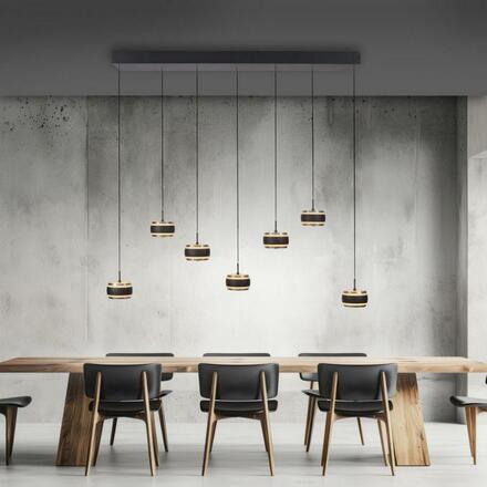 PAUL NEUHAUS Závěsné svítidlo PURE Falling Rings, černá / metalická šedá 2200-5000K