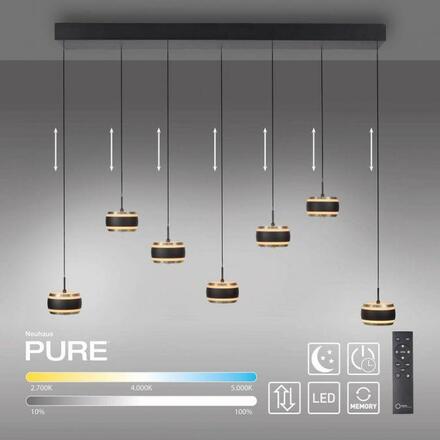 PAUL NEUHAUS Závěsné svítidlo PURE Falling Rings, černá / metalická šedá 2200-5000K