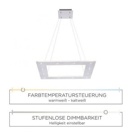 PAUL NEUHAUS PURE-COSMO LED závěsné svítidlo v barvě kartáčovaného hliníku a nastavitelnou barvou světla s dálkovým ovladačem 2700-5000K