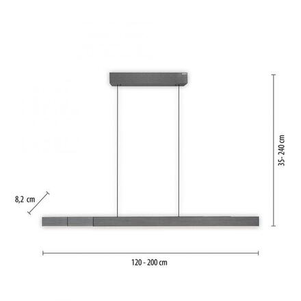 PAUL NEUHAUS LED závěsné svítidlo PURE-MOTO-RISE šedá elektricky nastavitelná výška, dotykový vypínač 2700-5000K PN 2545-15