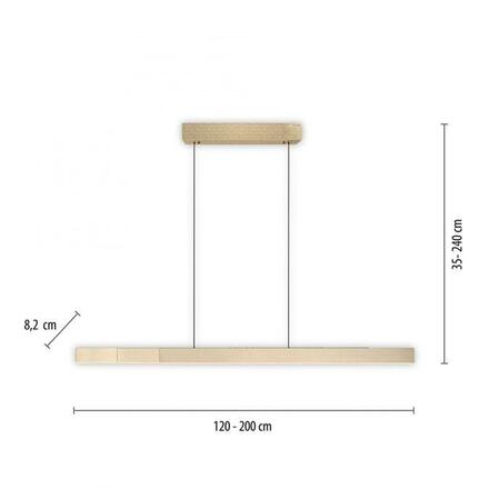 PAUL NEUHAUS LED závěsné svítidlo PURE-MOTO-RISE matná mosaz elektricky nastavitelná výška, dotykový vypínač 2700-5000K PN 2545-60