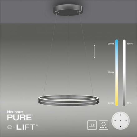 PAUL NEUHAUS LED závěsné svítidlo PURE-E-LOOP šedá elektrické 2700-5000K PN 2551-15