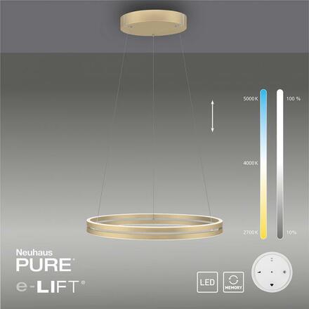 PAUL NEUHAUS LED závěsné svítidlo PURE-E-LOOP matná mosaz elektricky nastavitelná výška 2700-5000K PN 2551-60