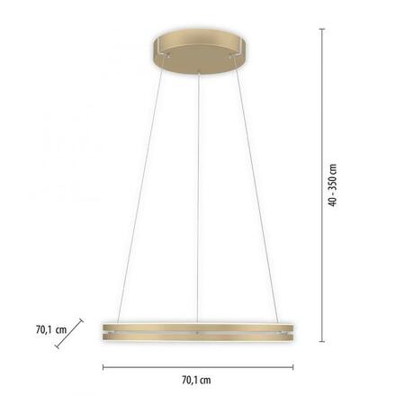 PAUL NEUHAUS LED závěsné svítidlo PURE-E-LOOP matná mosaz elektricky nastavitelná výška 2700-5000K PN 2551-60