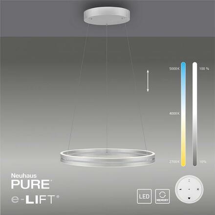 PAUL NEUHAUS LED závěsné svítidlo PURE-E-LOOP hliník elektricky nastavitelná výška 2700-5000K PN 2551-95