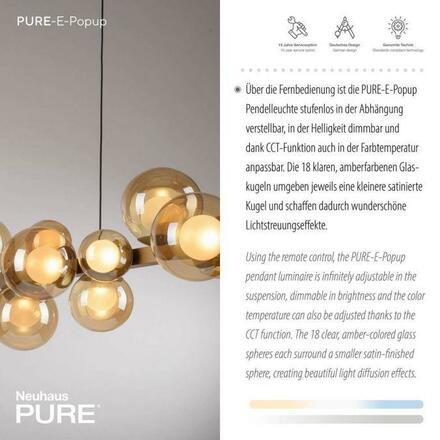 PAUL NEUHAUS LED závěsné svítidlo PURE E-Popup elektrické 2700-5000K bronz / amber / satin 2557-97