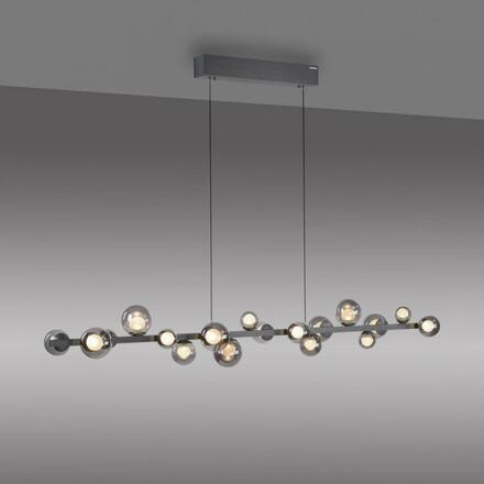 PAUL NEUHAUS LED závěsné svítidlo PURE E-Popup, šedá, elektricky nastavitelná výška, stmívatelné 2200-5000K