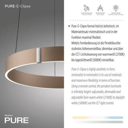 PAUL NEUHAUS LED závěsné svítidlo PURE E-Clipse elektrické 2700-5000K bronz 2560-97