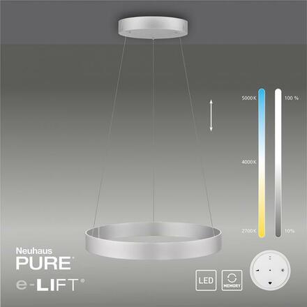 PAUL NEUHAUS LED závěsné svítidlo PURE-E-CLIPSE hliník elektricky nastavitelná výška 2700-5000K PN 2561-95