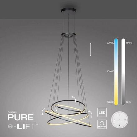 PAUL NEUHAUS LED závěsné svítidlo PURE E-Flying Rings elektrické 2700-5000K šedá mystic 2566-15