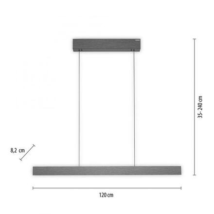 PAUL NEUHAUS LED závěsné svítidlo PURE-E-MOTION šedá elektricky nastavitelná výška 2700-5000K PN 2570-15