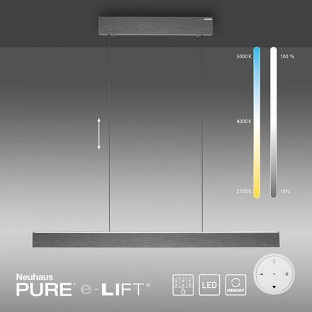 PAUL NEUHAUS LED závěsné svítidlo PURE-E-MOTION šedá elektricky nastavitelná výška 2700-5000K PN 2570-15