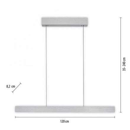 PAUL NEUHAUS LED závěsné svítidlo PURE-E-MOTION hliník elektricky nastavitelná výška 2700-5000K PN 2570-95