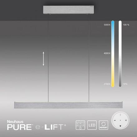 PAUL NEUHAUS LED závěsné svítidlo PURE-E-MOTION hliník elektricky nastavitelná výška 2700-5000K PN 2570-95