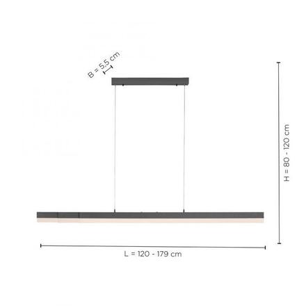 PAUL NEUHAUS LED závěsné svítidlo, antracit, stmívatelné, do interiéru, IP20,CCT 2700-5000K